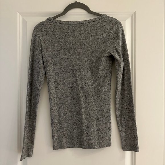 J Crew XS Grey Perfect-fit long-sleeve crewneck T-shirt - Picture 2 of 2
